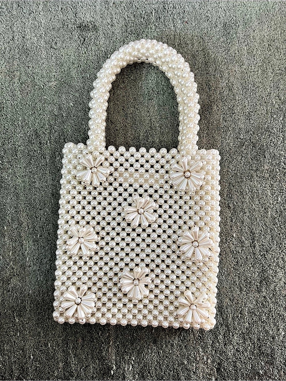 Zara Pearl Beaded Mini Bag in White